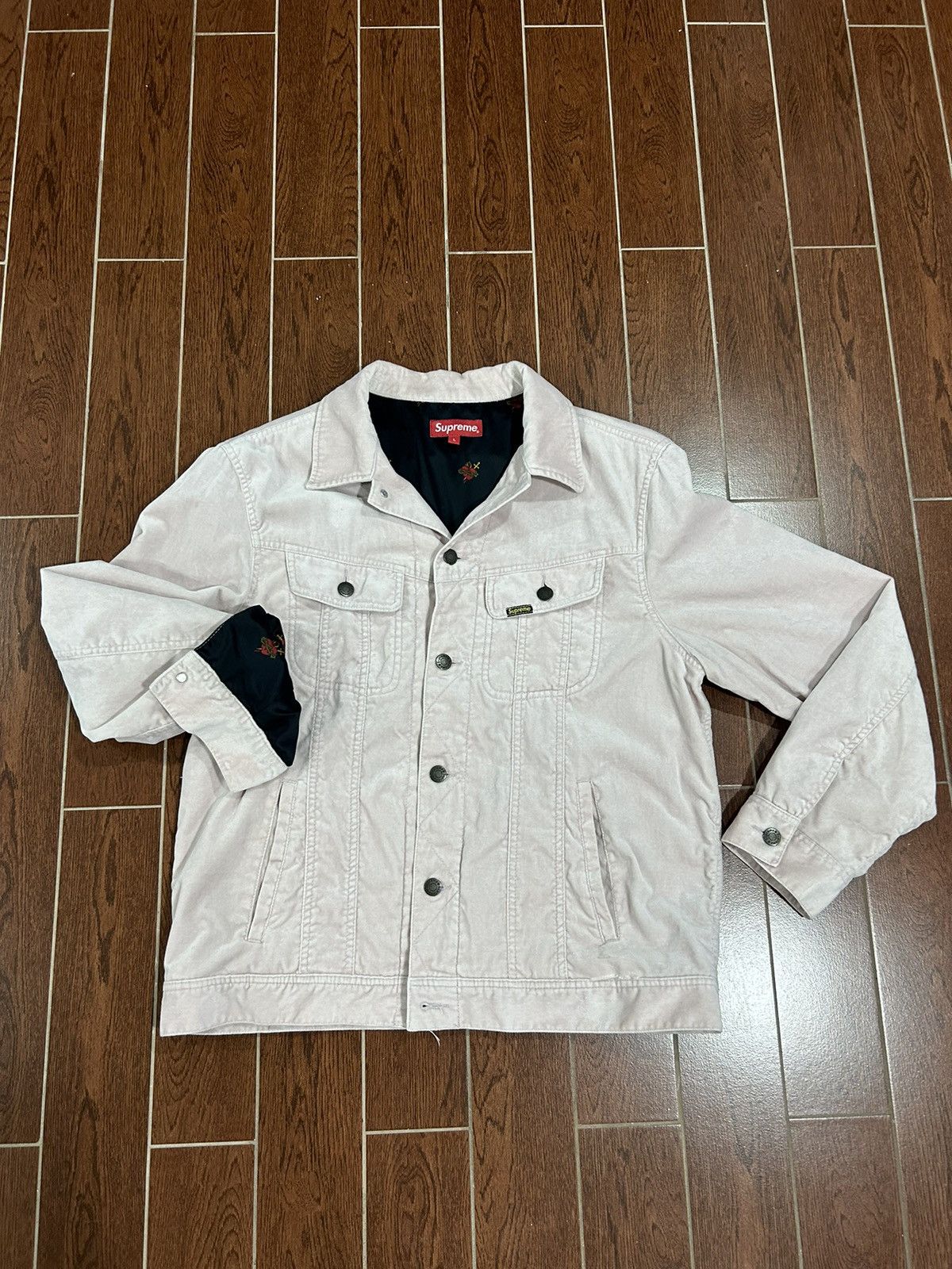 Supreme Supreme velvet dusty pink trucker denim jacket | Grailed 