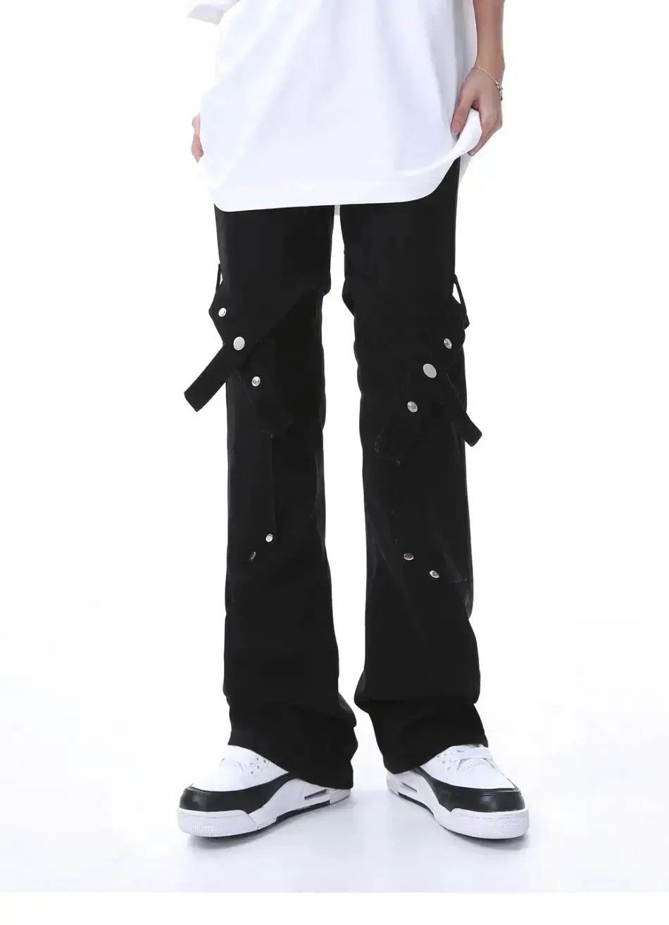 High Street Strap Micro Flare Jeans
