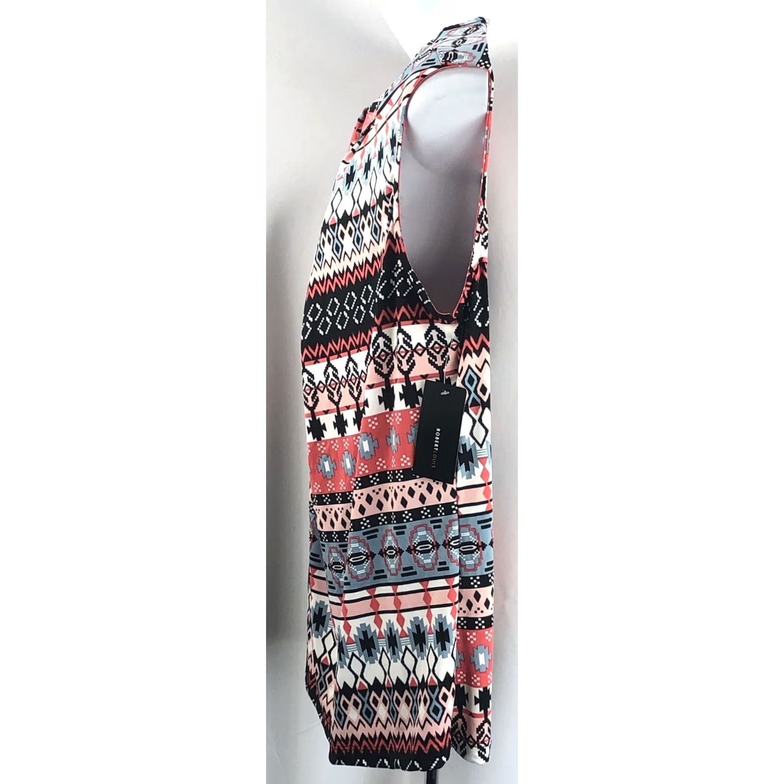 Vintage Robert Louis sleeveless top L blk coral geo cut out hippie boho tribal geometric shirt Womens 90s festival style Size L / US 10 / IT 46 - 2 Thumbnail