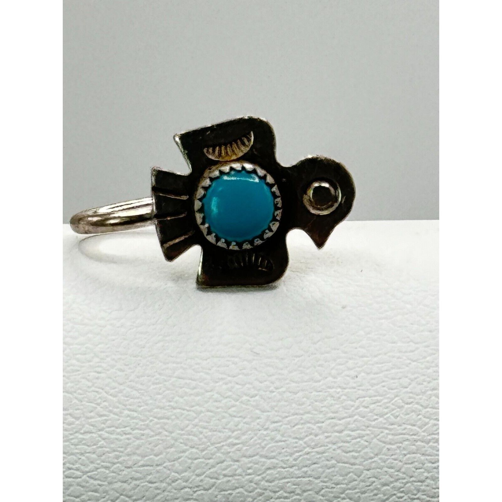 Other Sterling Phoenix Bird Turquoise Screw Back Earrings Signed Size ONE SIZE - 5 Thumbnail