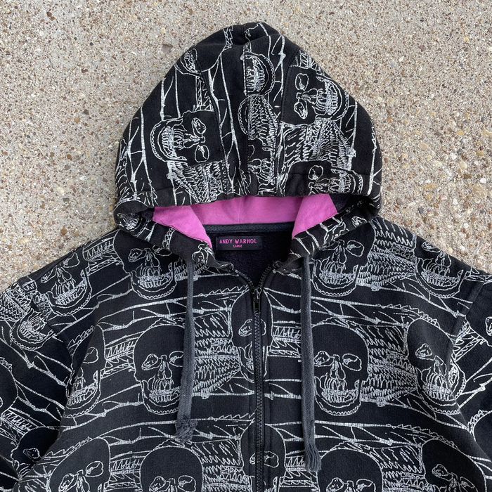 Andy warhol silver top skull zip up hoodie