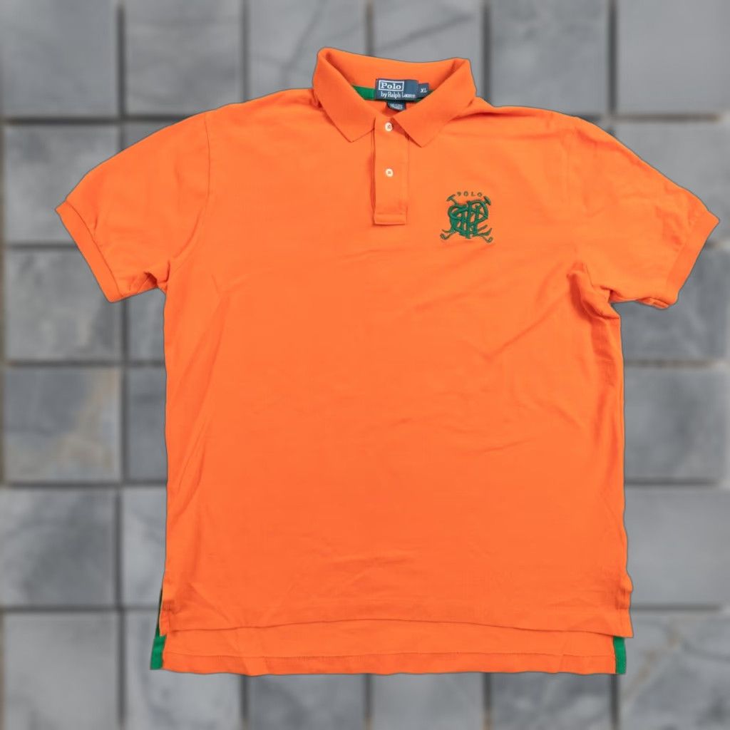 Polo Ralph Lauren VINTAGE Polo Ralph Lauren Shirt Mens XL Orange Short Sleeve Polo Shirt Adult XL Orange Logo Preppy Buttons Embroidered Mens Size US XL / EU 56 / 4 - 1 Thumbnail