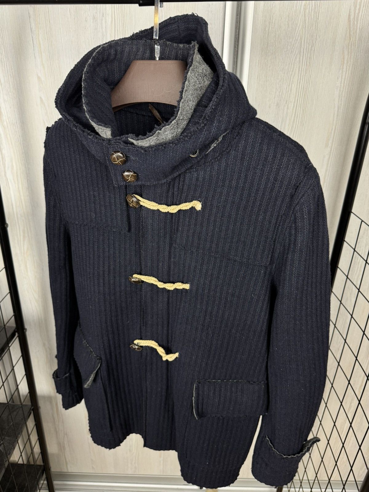 Paoloni Paoloni blue wool ribbed hooded duffle coat Size US M / EU 48-50 / 2 - 6 Thumbnail