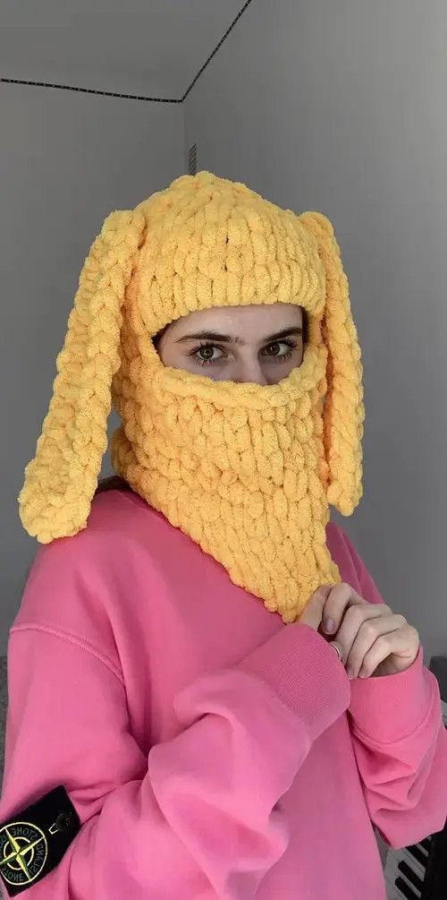 Handmade Handmade Knitted Balaclava Bunny Style Tiktok Size ONE SIZE - 1 Thumbnail