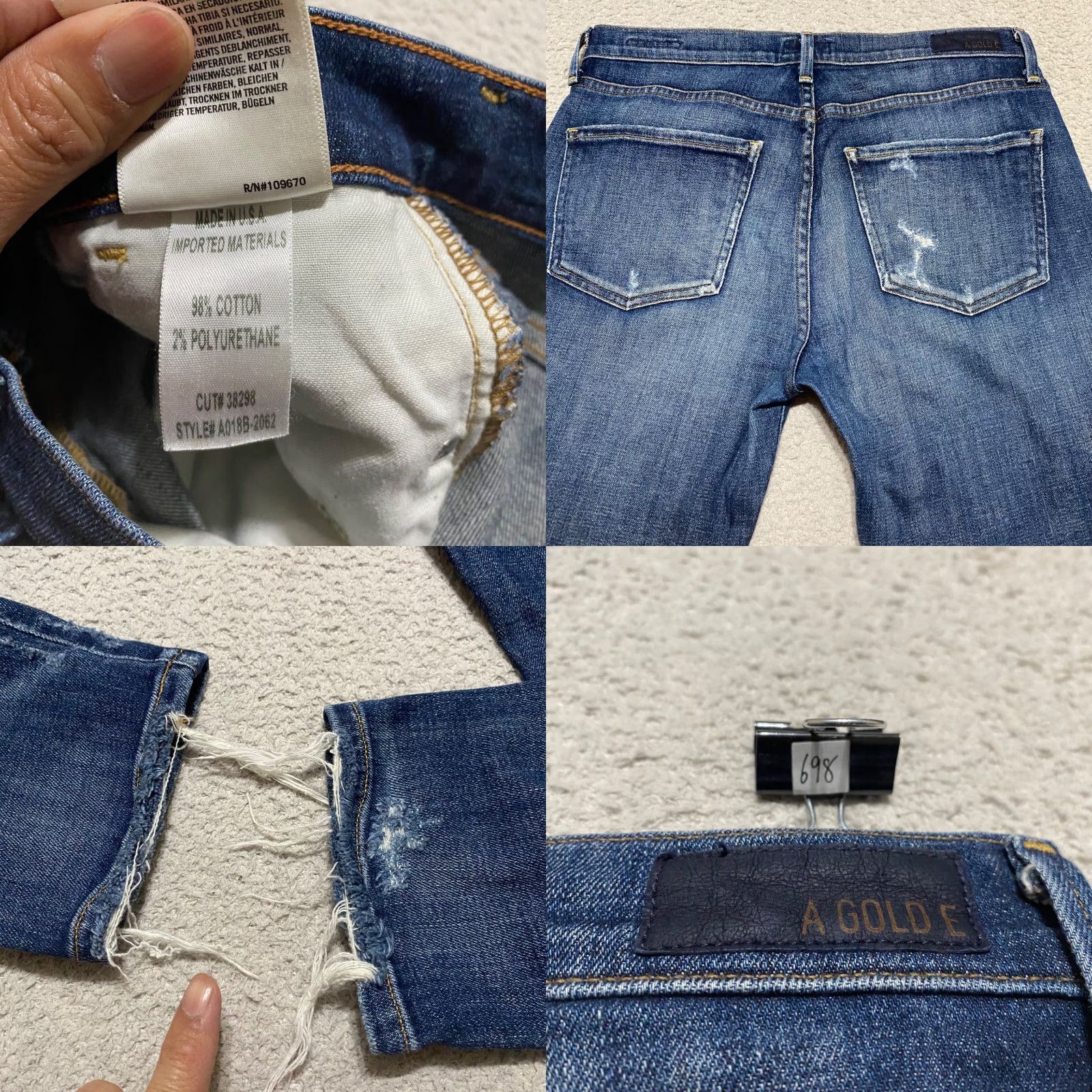 Agolde AGOLDE Jeans 5-Pocket Dark Wash Mid Rise Cropped Distressed blue denim Womens 28 size Size 28" / US 6 / IT 42 - 9 Thumbnail