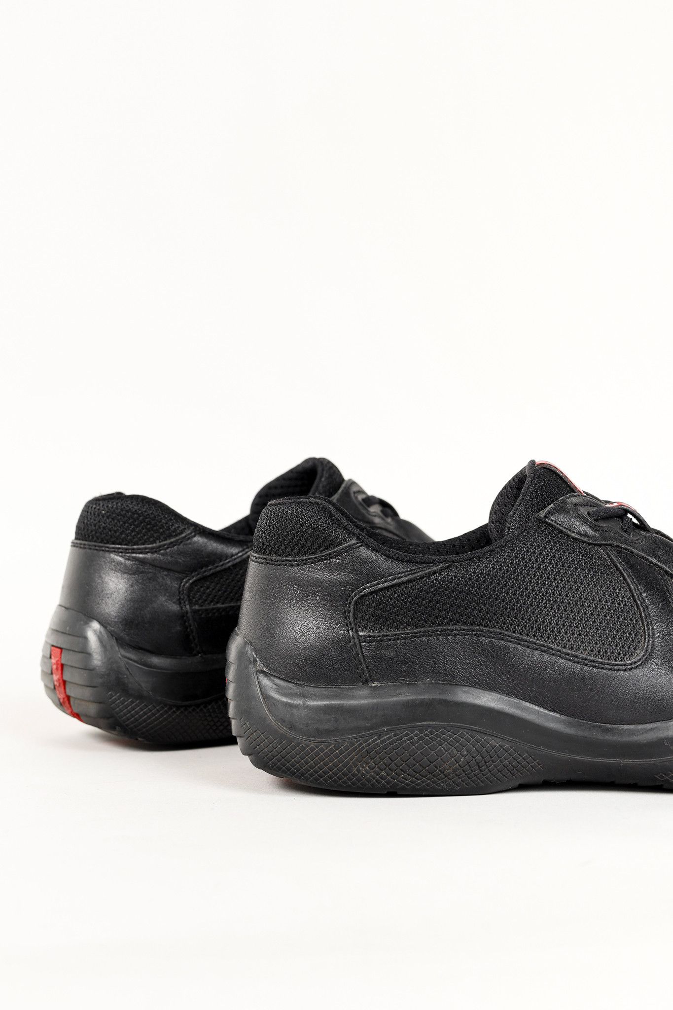 Prada Prada Red Label Black Leather & Mesh Y2K Trainers Size US 9 / EU 42 - 9 Thumbnail