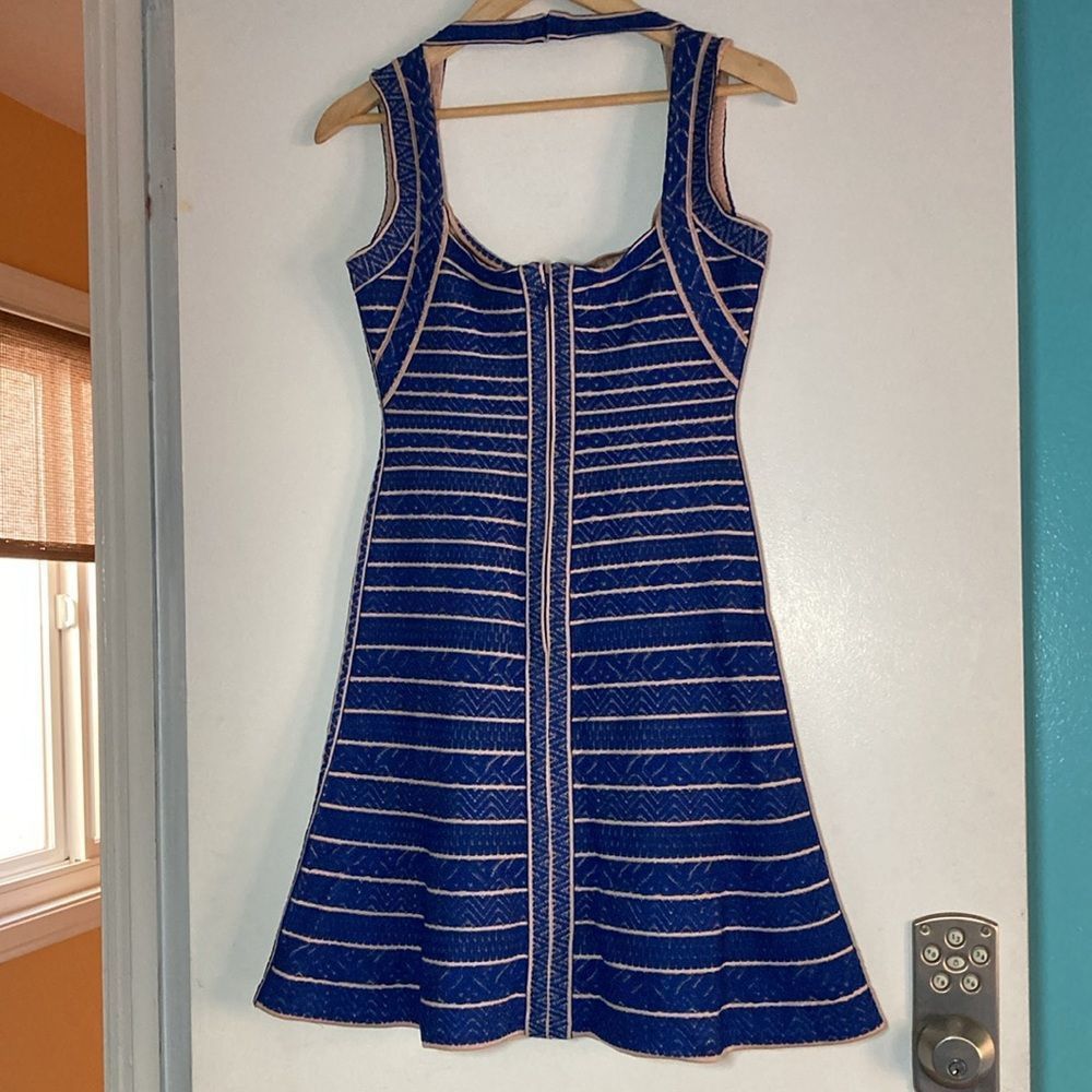 Herve Leger Herve Leger Blue Kamron Bandage Fit Flare Dress Size L Size L / US 10 / IT 46 - 8 Thumbnail