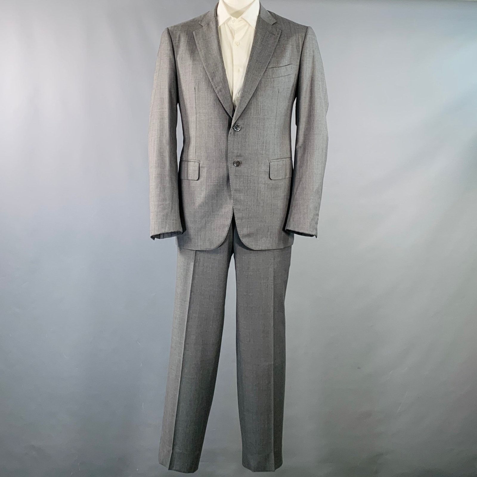 Isaia ISAIA Size 46 Regular Grey Slate Wool Notch Lapel Suit Size 46R - 2 Thumbnail