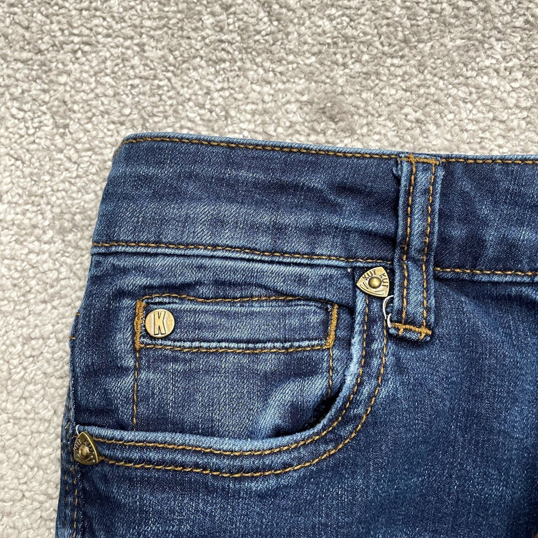 Vintage VINTAGE KUT From The Kloth Womens Skinny Denim Jeans 4S Blue Distressed 28-Inch Inseam Size 27" / US 4 / IT 40 - 5 Thumbnail