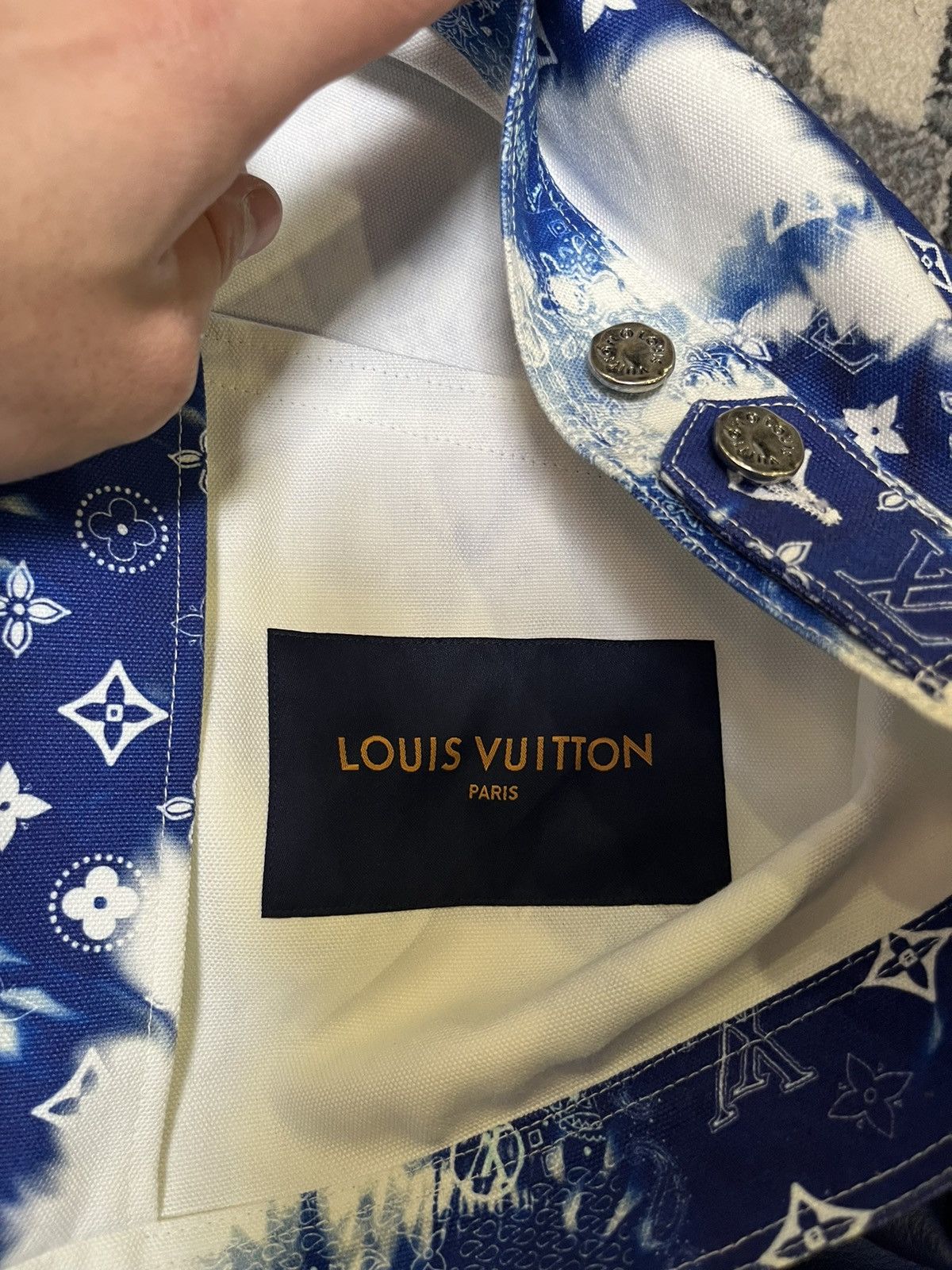 Louis Vuitton Louis Vuitton Virgil Bandana Tie Dye Denim Leather Jacket Size US L / EU 52-54 / 3 - 4 Thumbnail