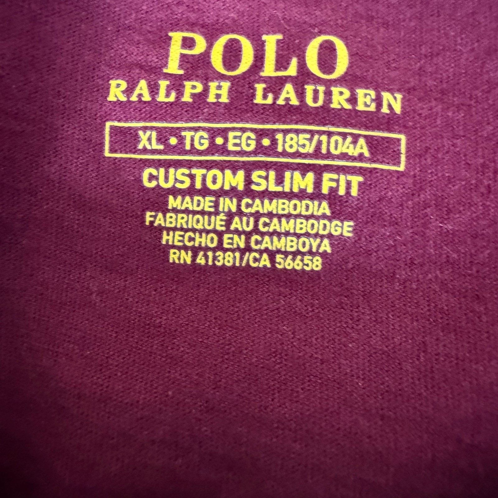 Polo Ralph Lauren Polo Ralph Lauren Mens XL Slim Fit LS T-Shirt Maroon Tee Size US XL / EU 56 / 4 - 2 Thumbnail