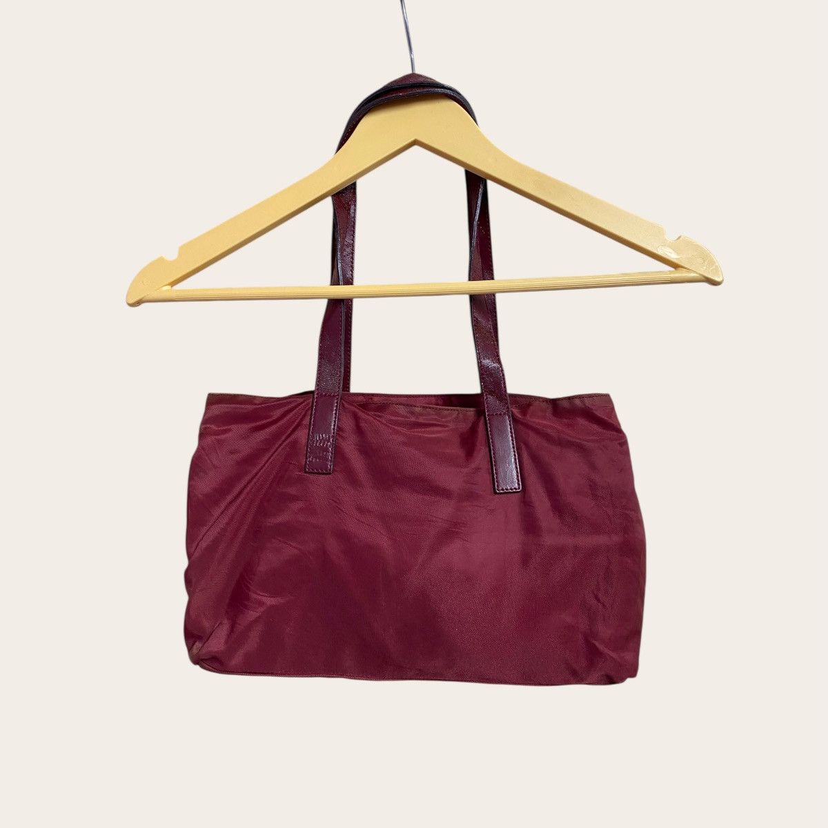 Prada Prada Burgundy Nylon Tote Bag | Leather Handles Size ONE SIZE - 22 Thumbnail