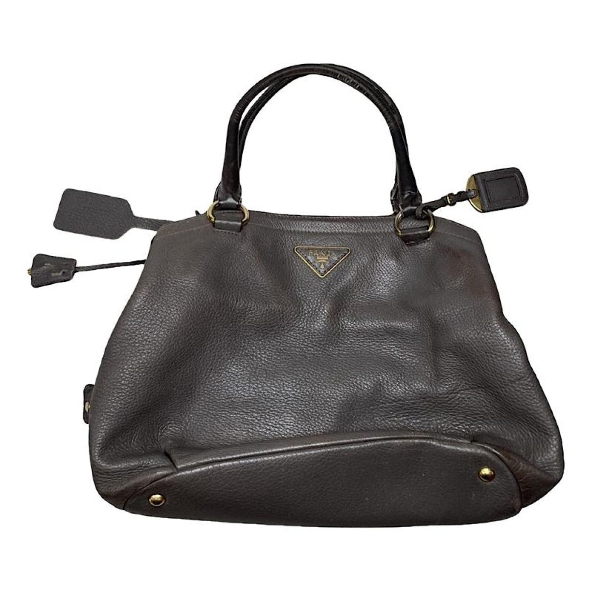 Prada Double Brown Leather Handbag Size ONE SIZE - 1 Thumbnail