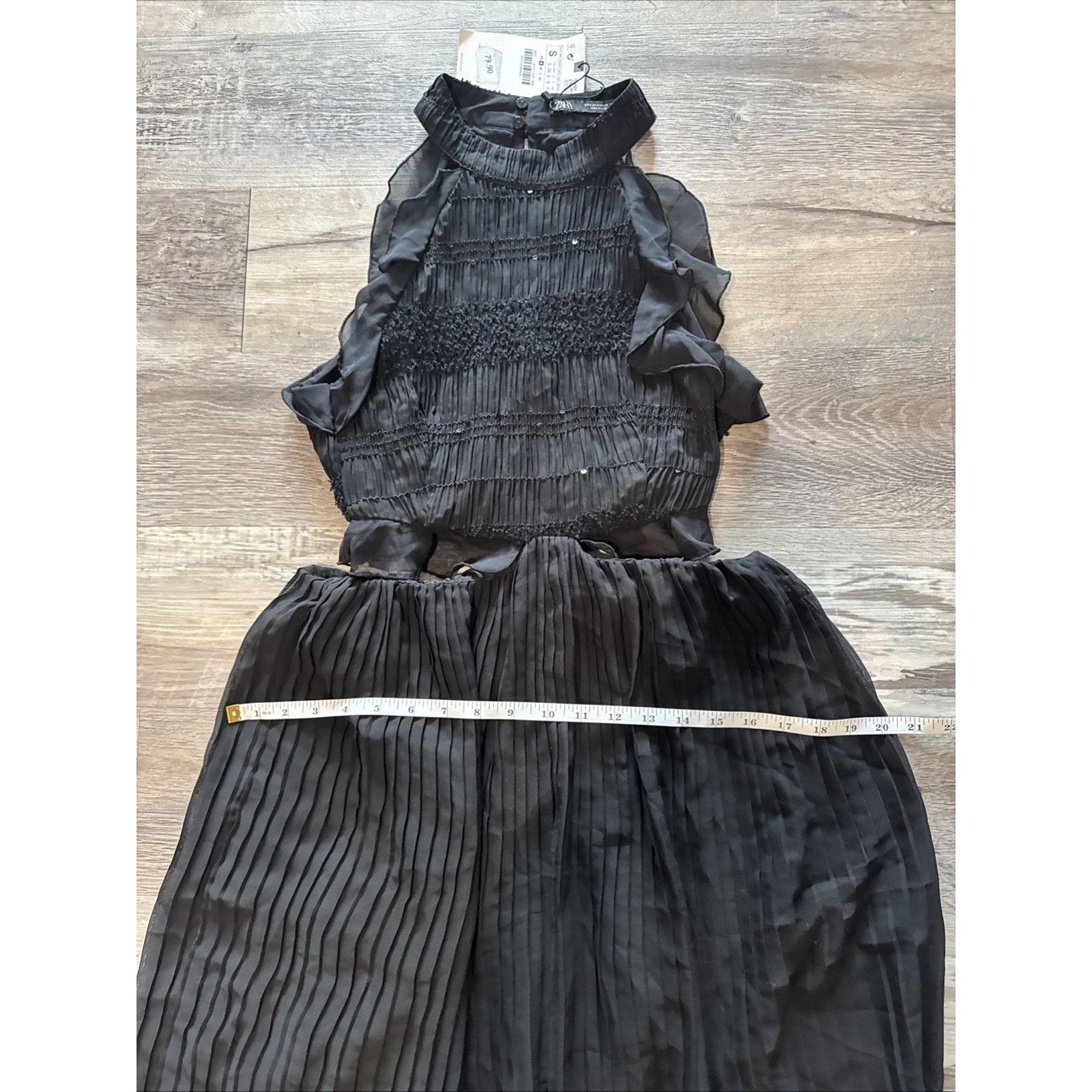 Zara Zara Black Ruffled Pleated Midi Dress Size S Brand New Size S / US 4 / IT 40 - 6 Thumbnail