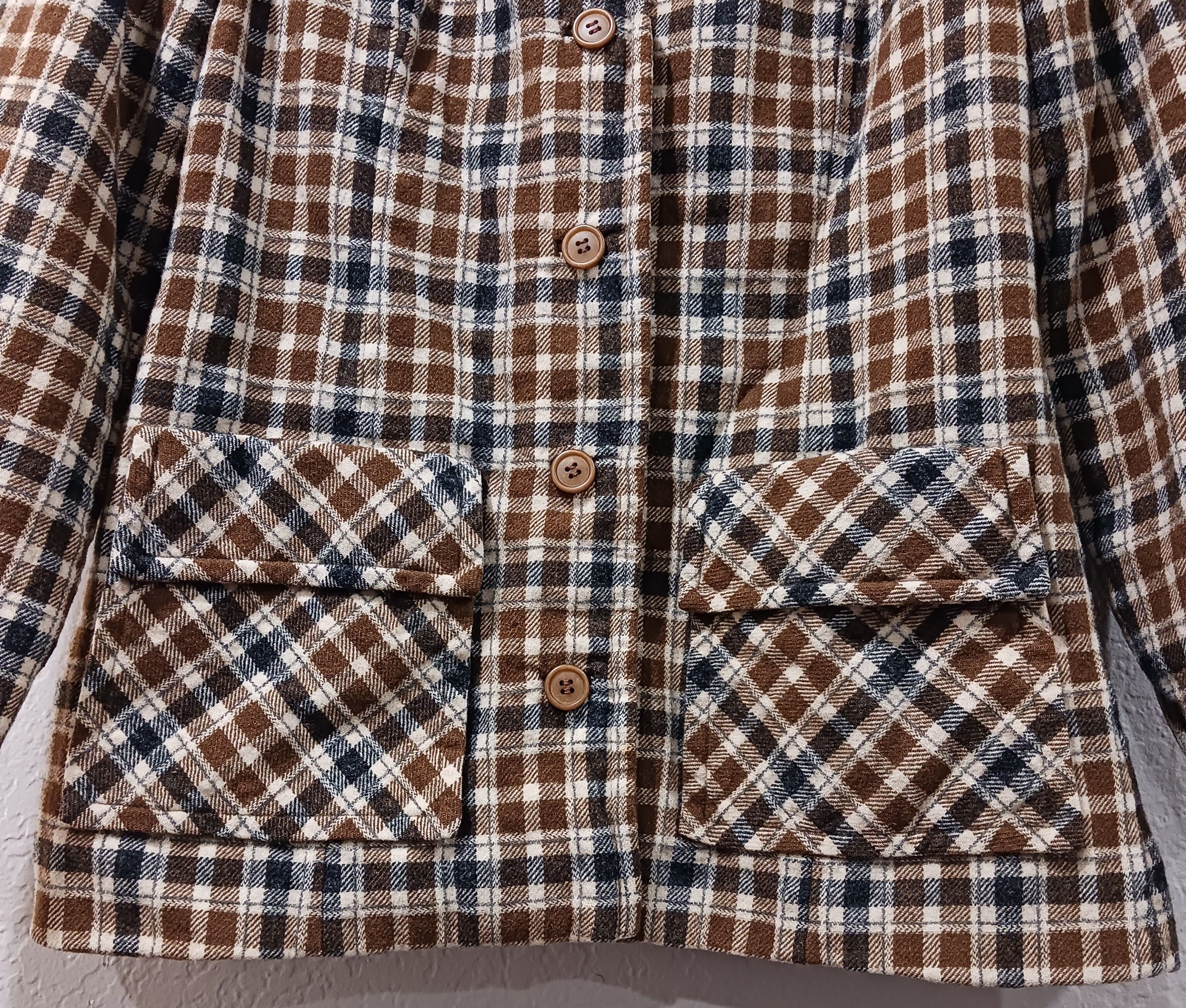 Pendleton × Vintage Pendleton Vintage 1970s Brown Plaid Blazer Suit Style Jacket Size XL / US 12-14 / IT 48-50 - 4 Thumbnail