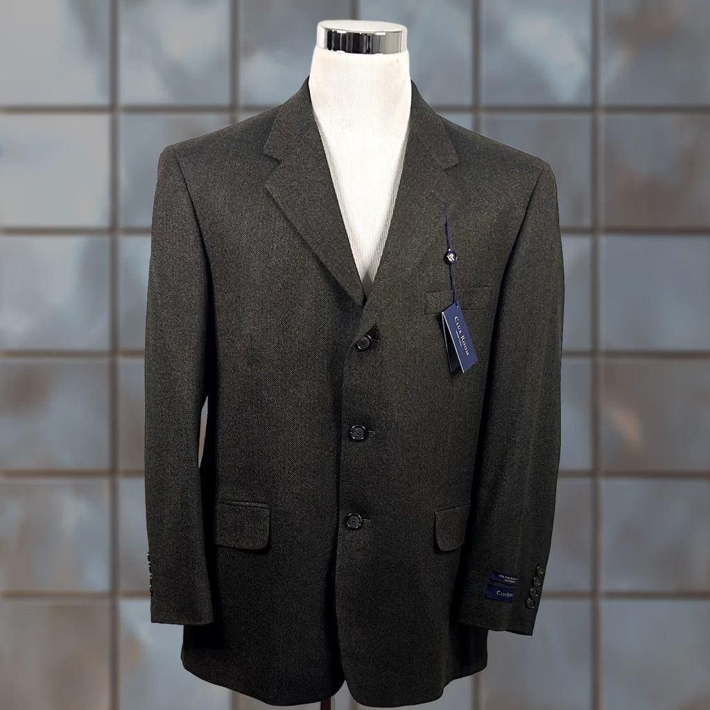 Club Room VINTAGE NWT Club Room Sport Coat 44S Wool Cashmere Brown Herringbone Three-Button Vented Mens Clothing Size US XS / EU 42 / 0 - 1 Thumbnail