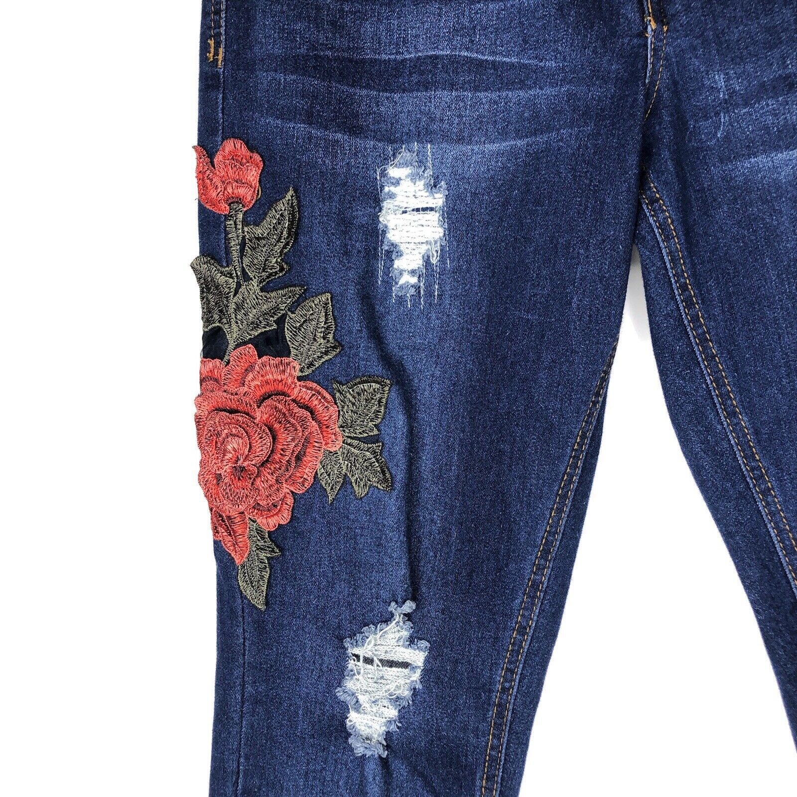 Other Tory Sport Women Jeans Sz SP Red Rose Applique Embroidered Size 29" - 5 Thumbnail