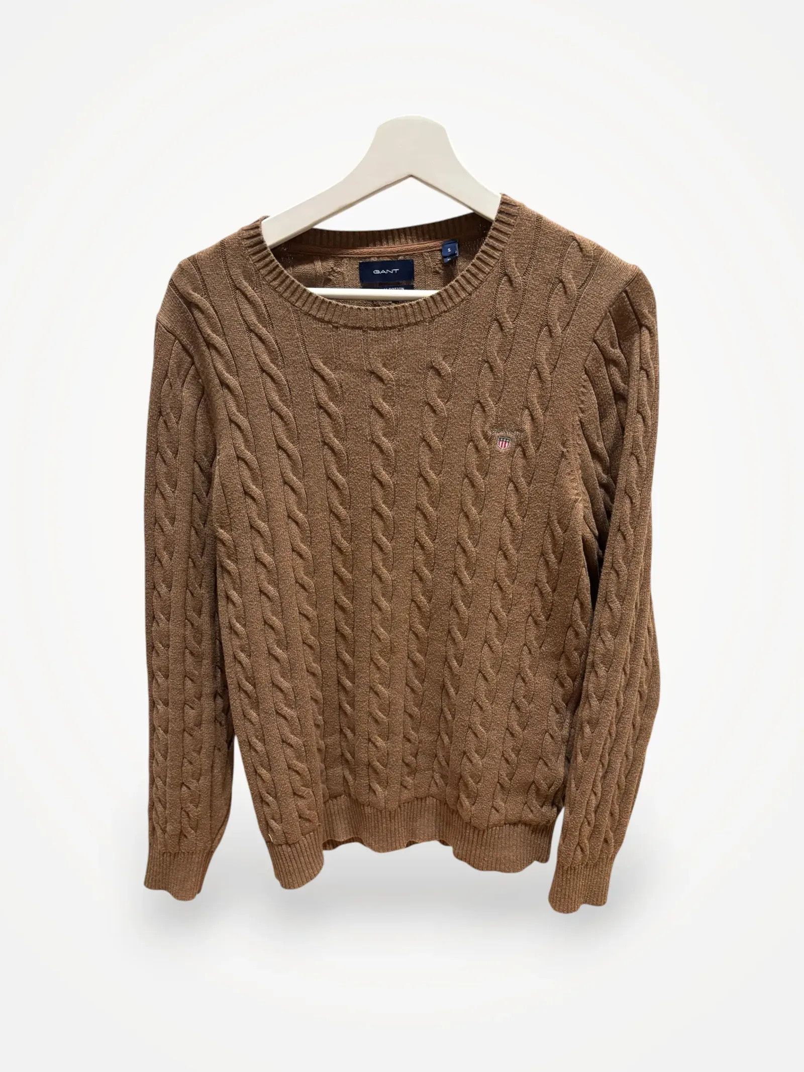 Gant Gant Kabelstickad bomullströja med rund hals Cardigan Size US S / EU 44-46 / 1 - 1 Thumbnail