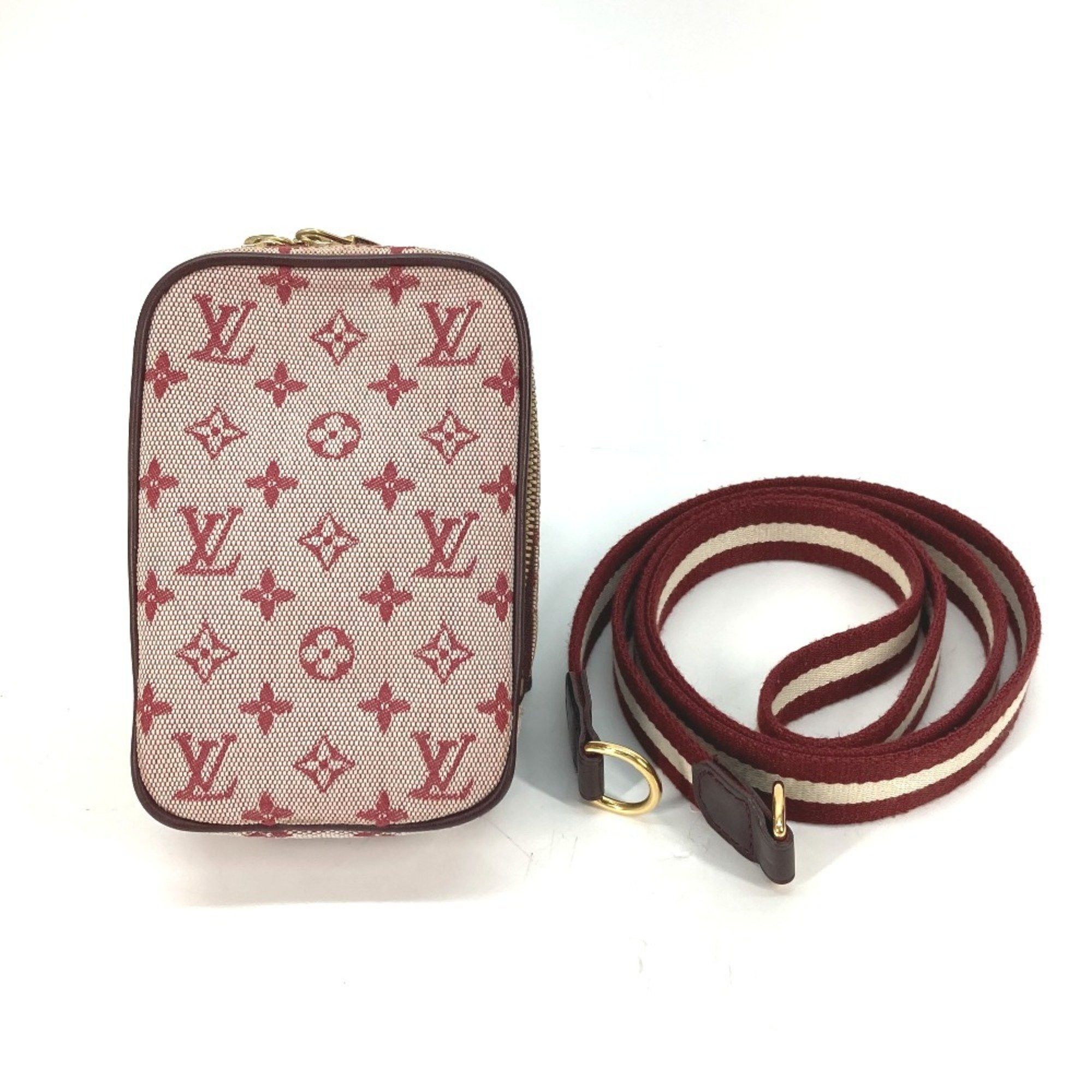 Louis Vuitton M60001 Monogram Mini Soft Digital Shoulder Bag With Strap Pochette Pouch Canvas Women's Cherry Red