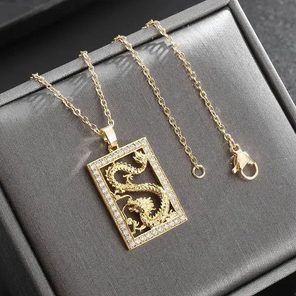 Jewelry × Vintage Golden Zircon Dragon Necklace Size ONE SIZE - 3 Thumbnail