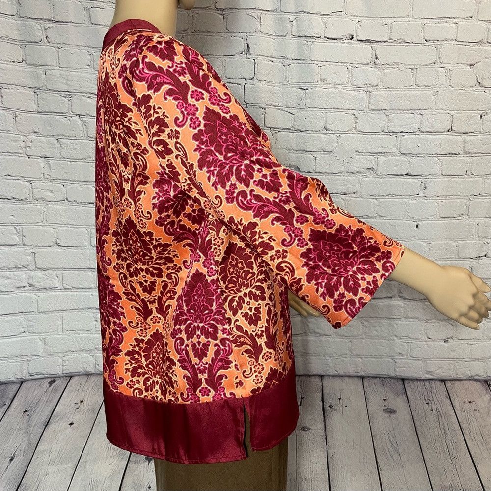 Other New Susan Graver Red Printed Woven Open-Front Cardigan Size Size S / US 4 / IT 40 - 6 Thumbnail