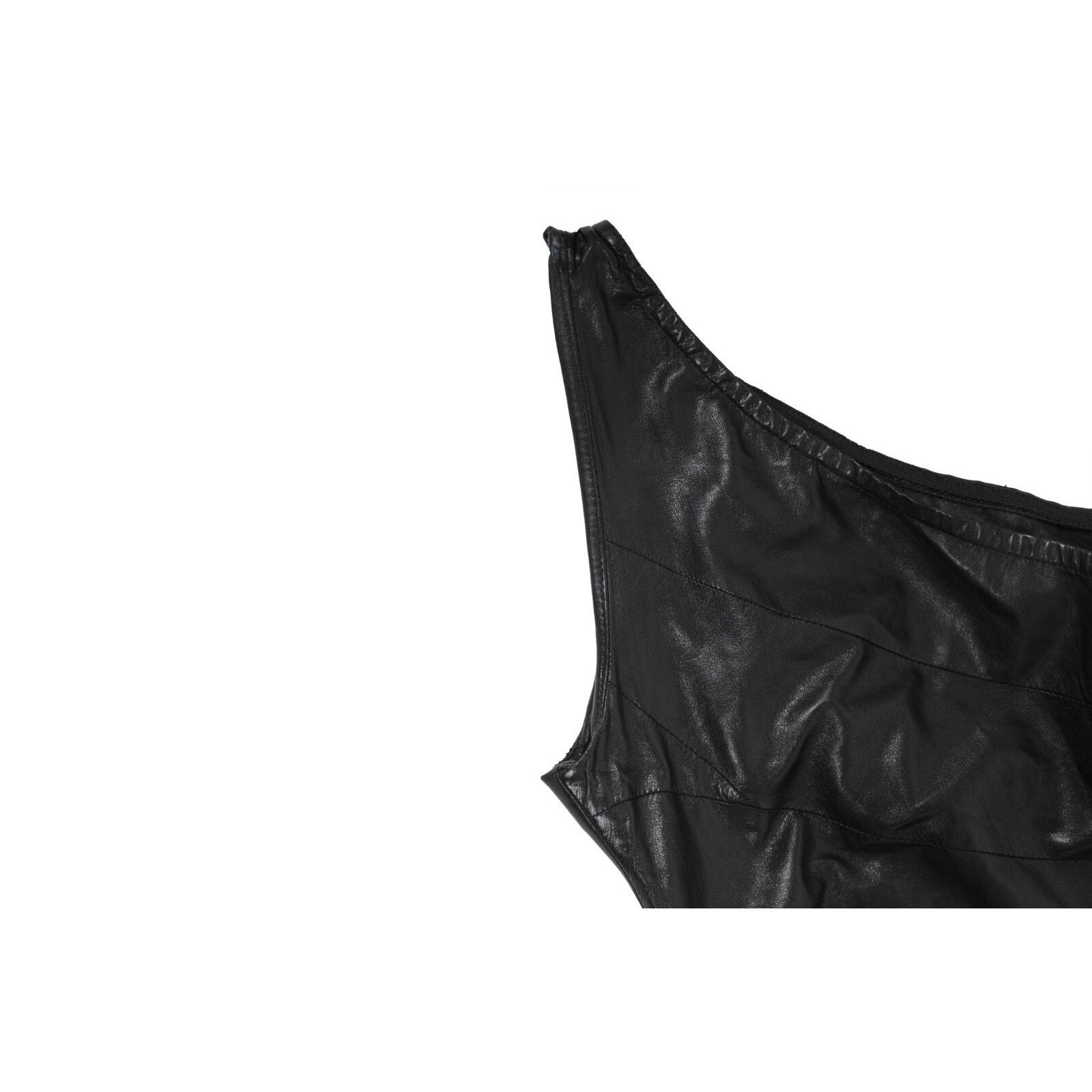 Balmain Mini Dress Black Lamb Leather One Shoulder Size M / US 6-8 / IT 42-44 - 11 Thumbnail