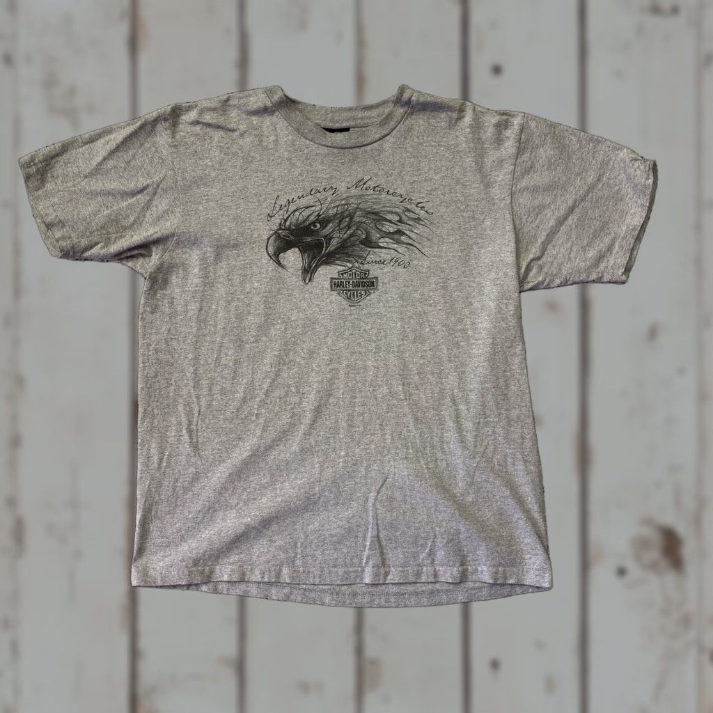 Harley Davidson VINTAGE Harley-Davidson T Shirt Adult XL Gray Short Sleeve Crew Neck Graphic Print Double-Sided Men Mens Size US XL / EU 56 / 4 - 1 Thumbnail