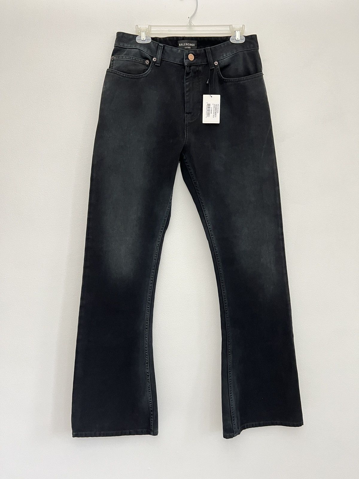 image of Balenciaga Sun-Bleached Flared Bootcut Denim - L in Black, Men's (Size 34)