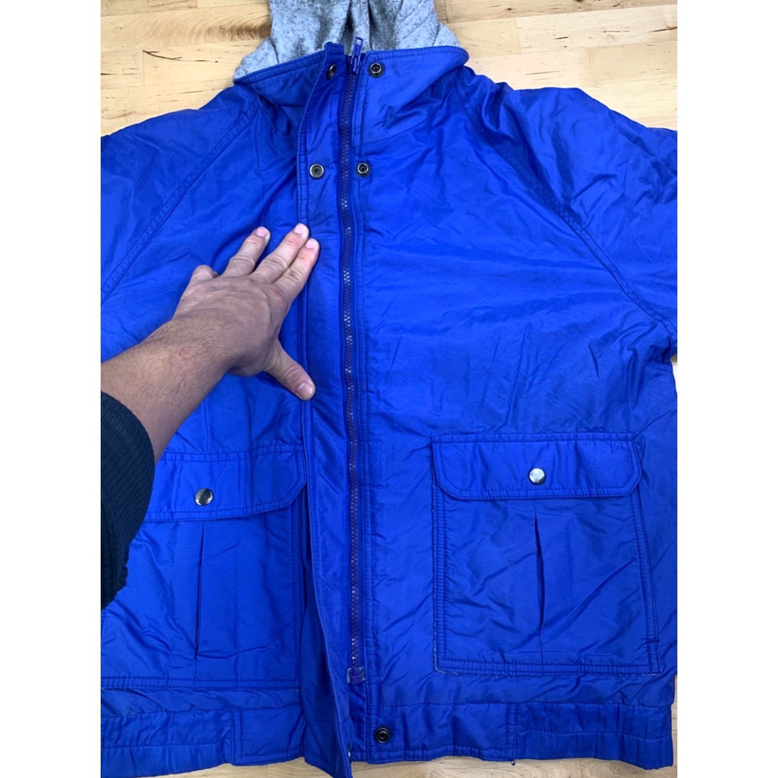 Vintage VINTAGE Collections Jacket Womens L 90s Blue Hooded Full Zip Lined (Outer Shell Nylon) Regular Fit Size L Casual Womens - 90s Theme Size L / US 10 / IT 46 - 6 Thumbnail