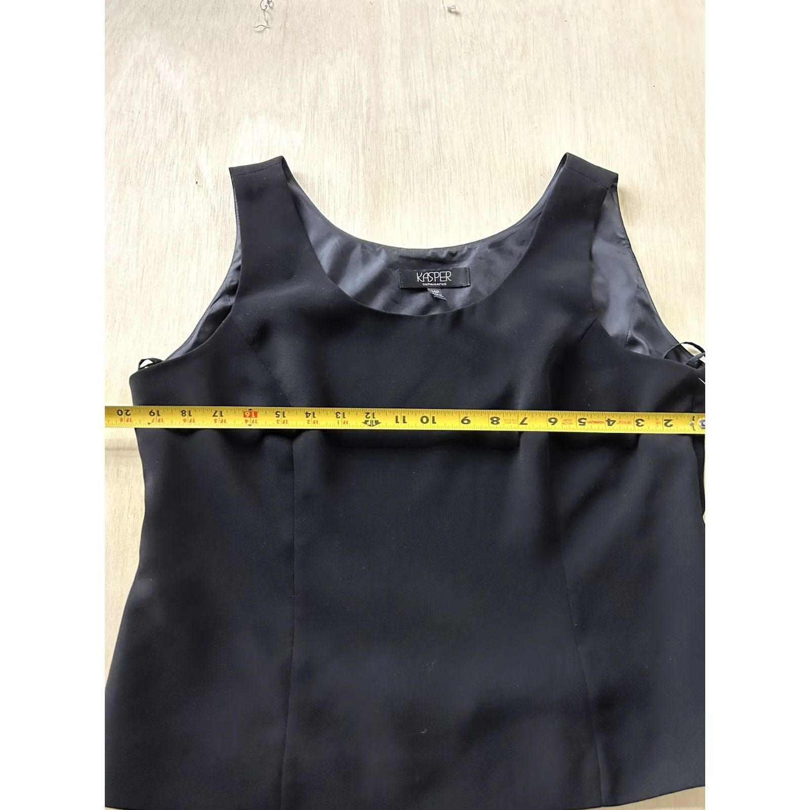 Kasper Kasper Tank Top Womens 14P Petite Black Sleeveless Scoop Neck Lined Shell Career Size XL / US 12-14 / IT 48-50 - 7 Thumbnail