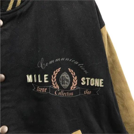Vtg MILESTONE COVENT LONDON Embroidery Varsity Bomber Jacket