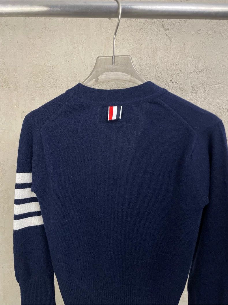 Thom Browne Thom browne Size 0 Dark blue four-striped pure cashmere ca Size XXS / US 00 / IT 34 - 5 Thumbnail