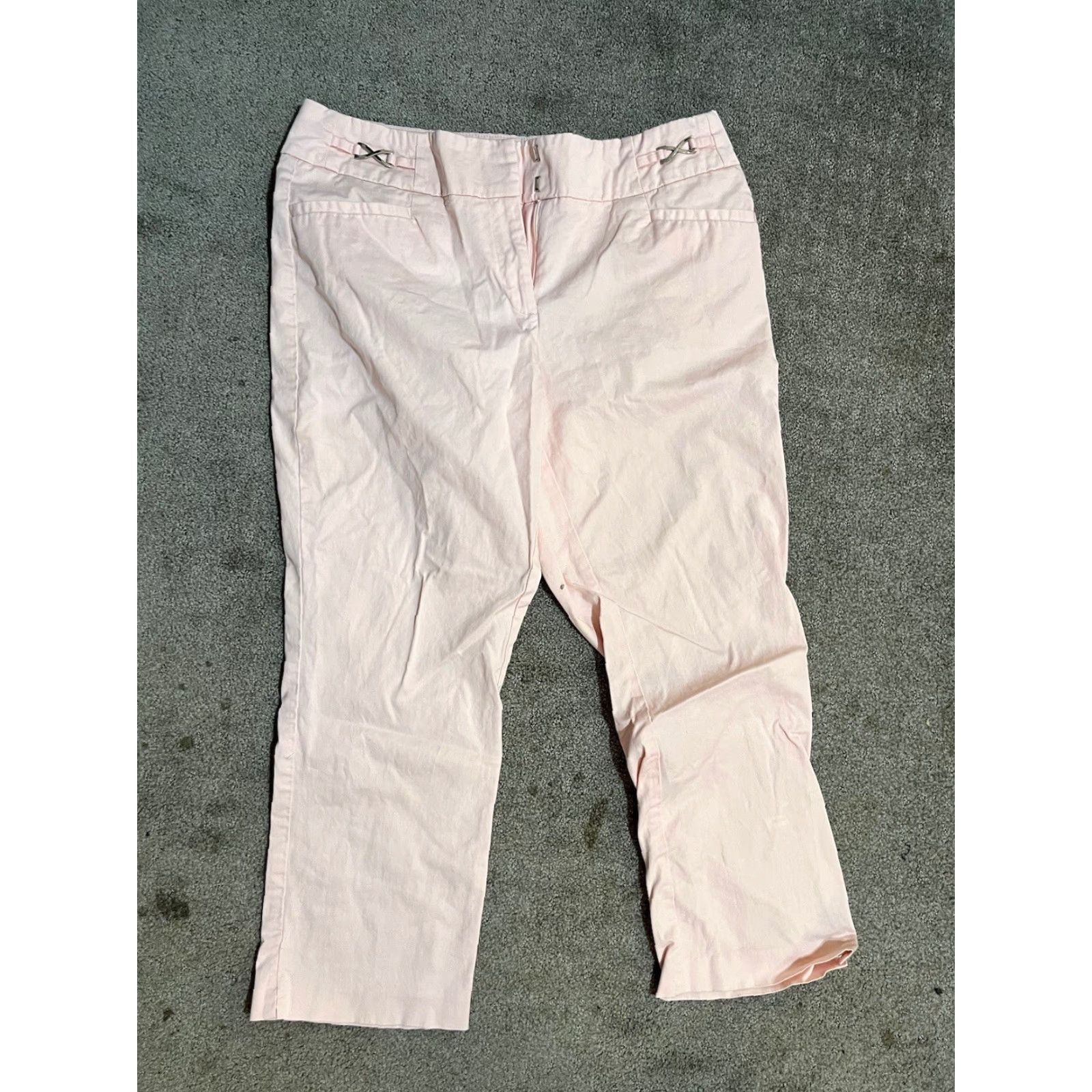 Avenue VINTAGE 7th Avenue Design Studio New York & Company Women Dress Pants 8 Pink Capri Light Navy Blue 8 2 Tall Work Size 30" / US 8 / IT 44 - 2 Thumbnail
