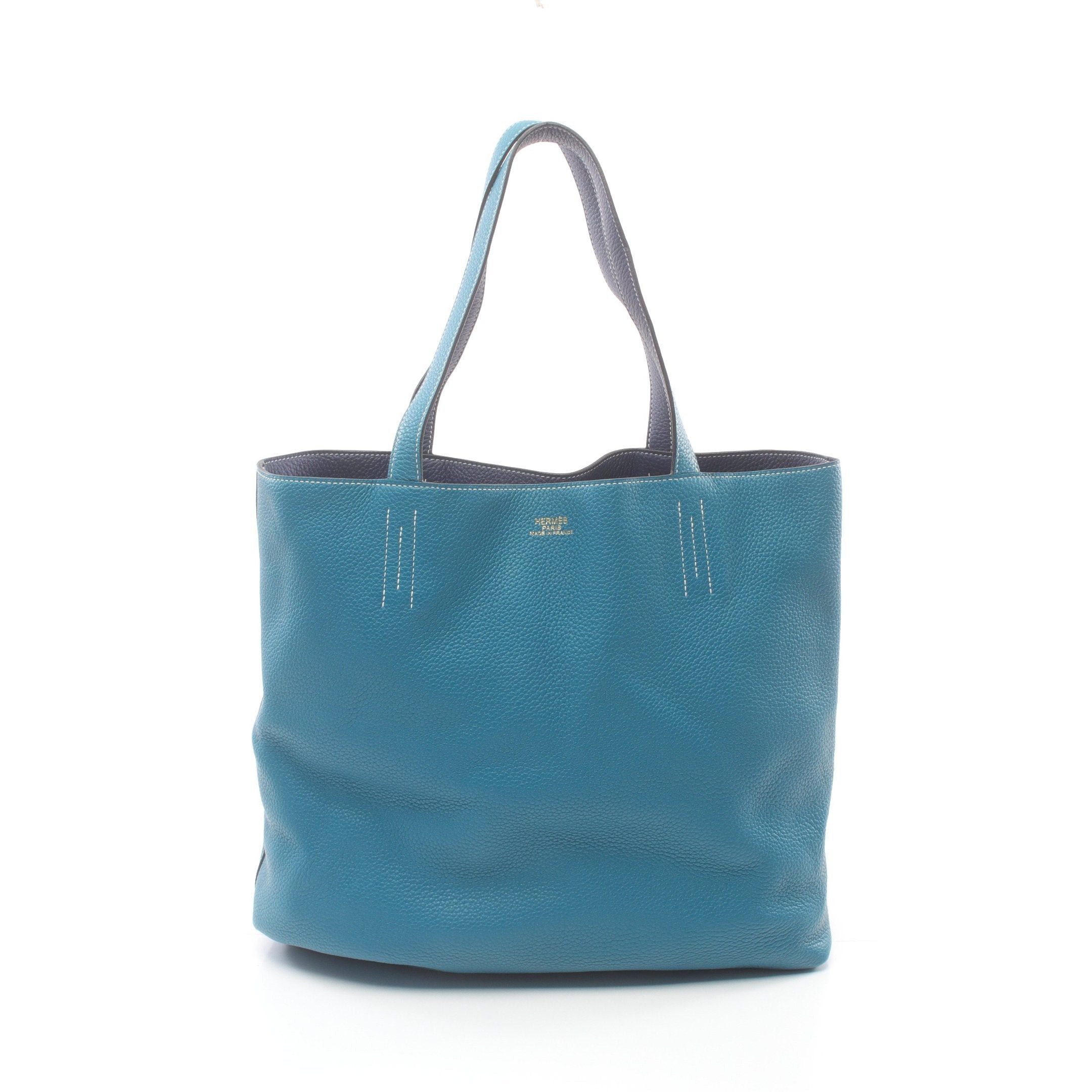Hermes Hermes Double Sense 45 Blue Ismeal Saphir Handbag Tote Bag Clemence Leather Green Navy Reversible □Q Stamp Size ONE SIZE - 1 Thumbnail