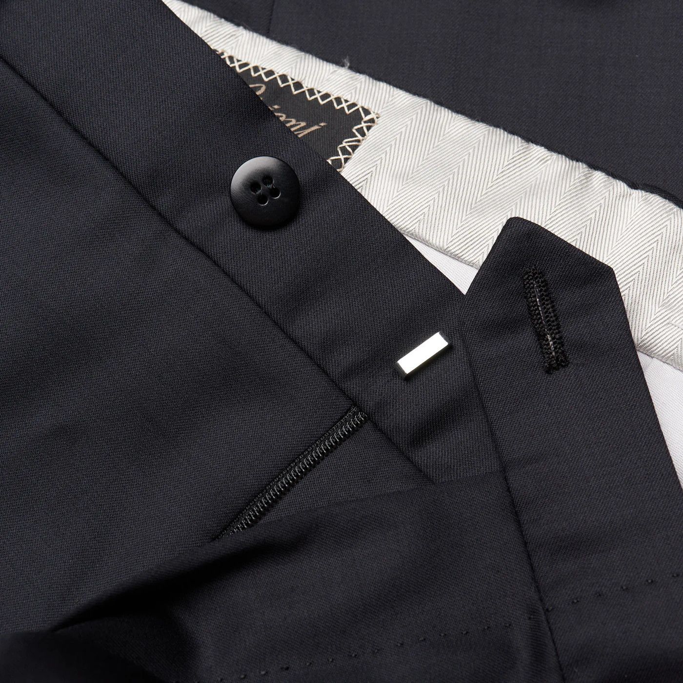 Brioni BRIONI "CATONE" Handmade Navy Blue Wool Suit Short Portly Size 52R - 10 Thumbnail