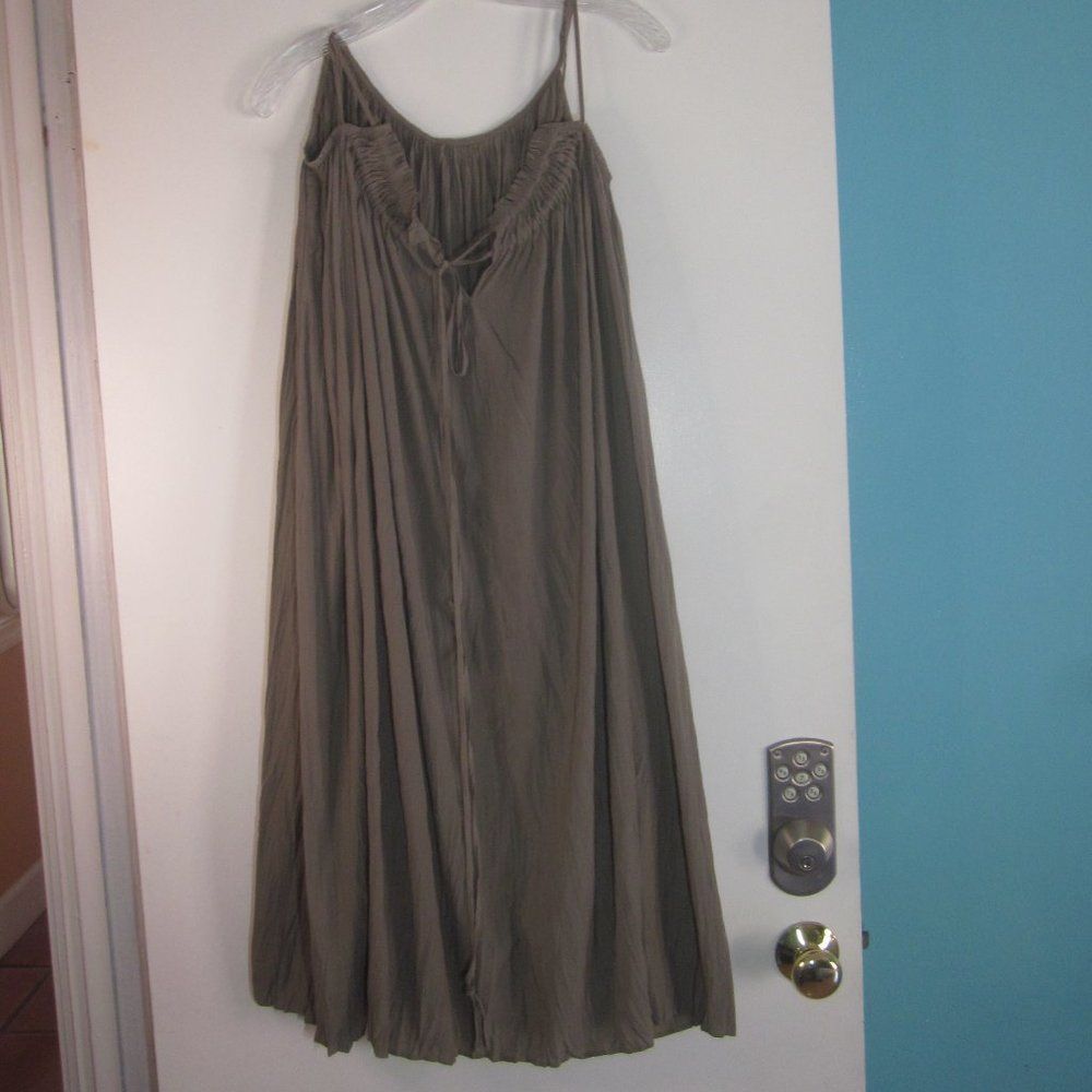 Beams Plus B:MING Beams Womens Crinkle Poly A-Line Dress Taupe Olive "O Size M / US 6-8 / IT 42-44 - 4 Thumbnail