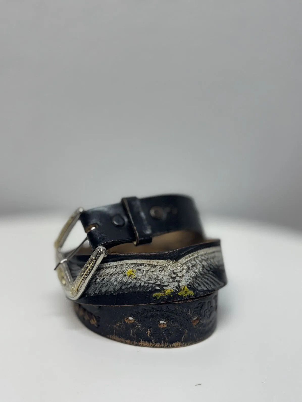 Harley Davidson Vintage 90s Japan Leather Black Belt Hysteric Glamour Style Size ONE SIZE - 4 Thumbnail