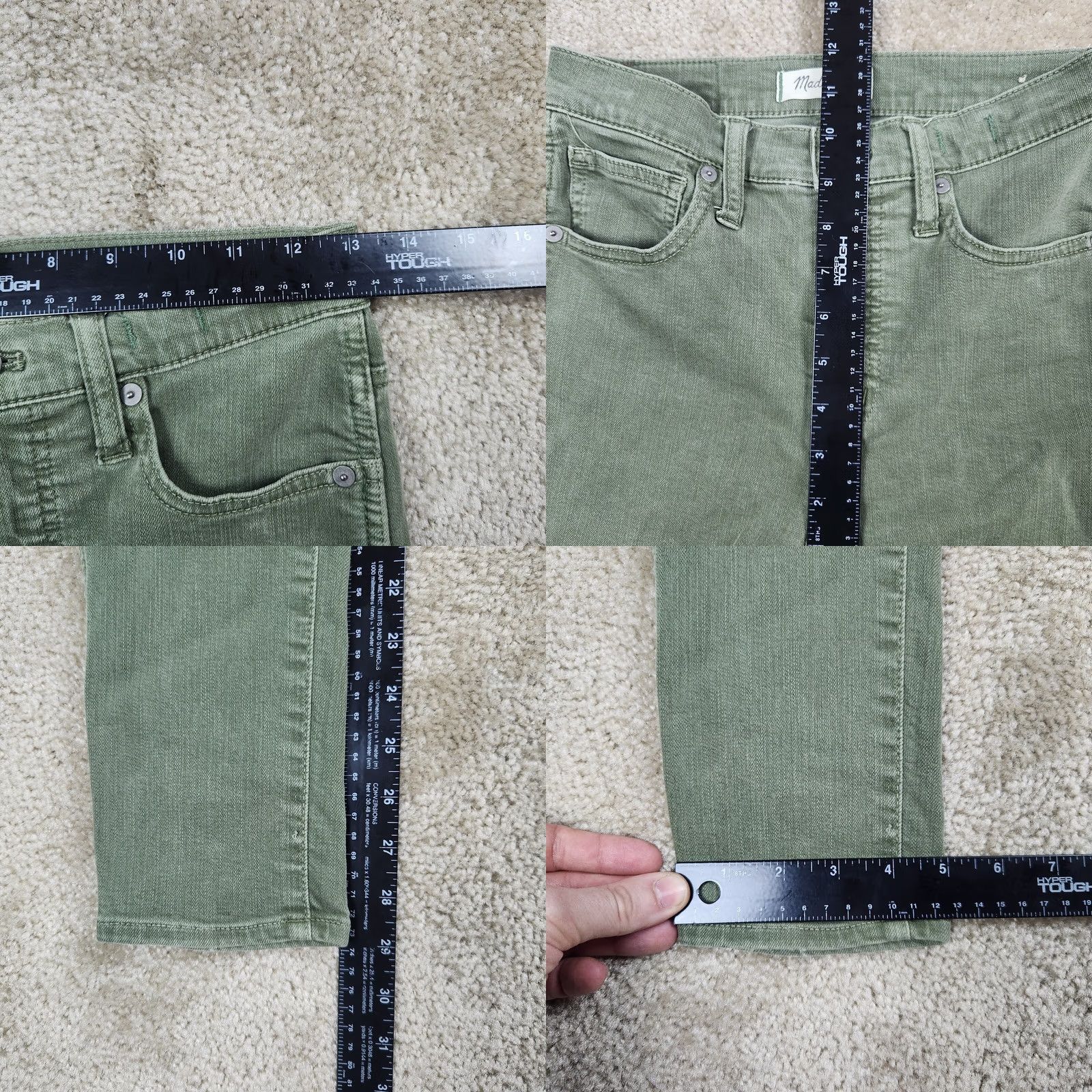 Madewell Madewell Jeans Skinny 25 29in Green Button Fly Button Front 5-Pocket Denim City College Womens Regular Size 25 Modern Vintage No Size 42" / US 20 - 8 Thumbnail