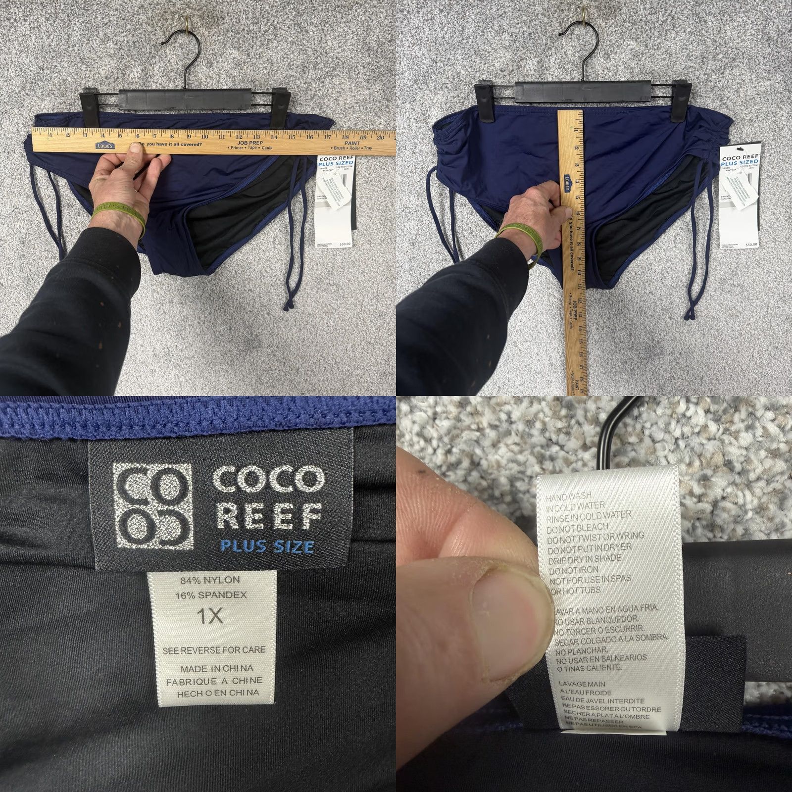 Vintage Coco Reef Swim Bottom Womens 1X Plus Navy High-Waisted Side Tie Beach NWT Mermaid? Size 40" / US 18 - 8 Thumbnail