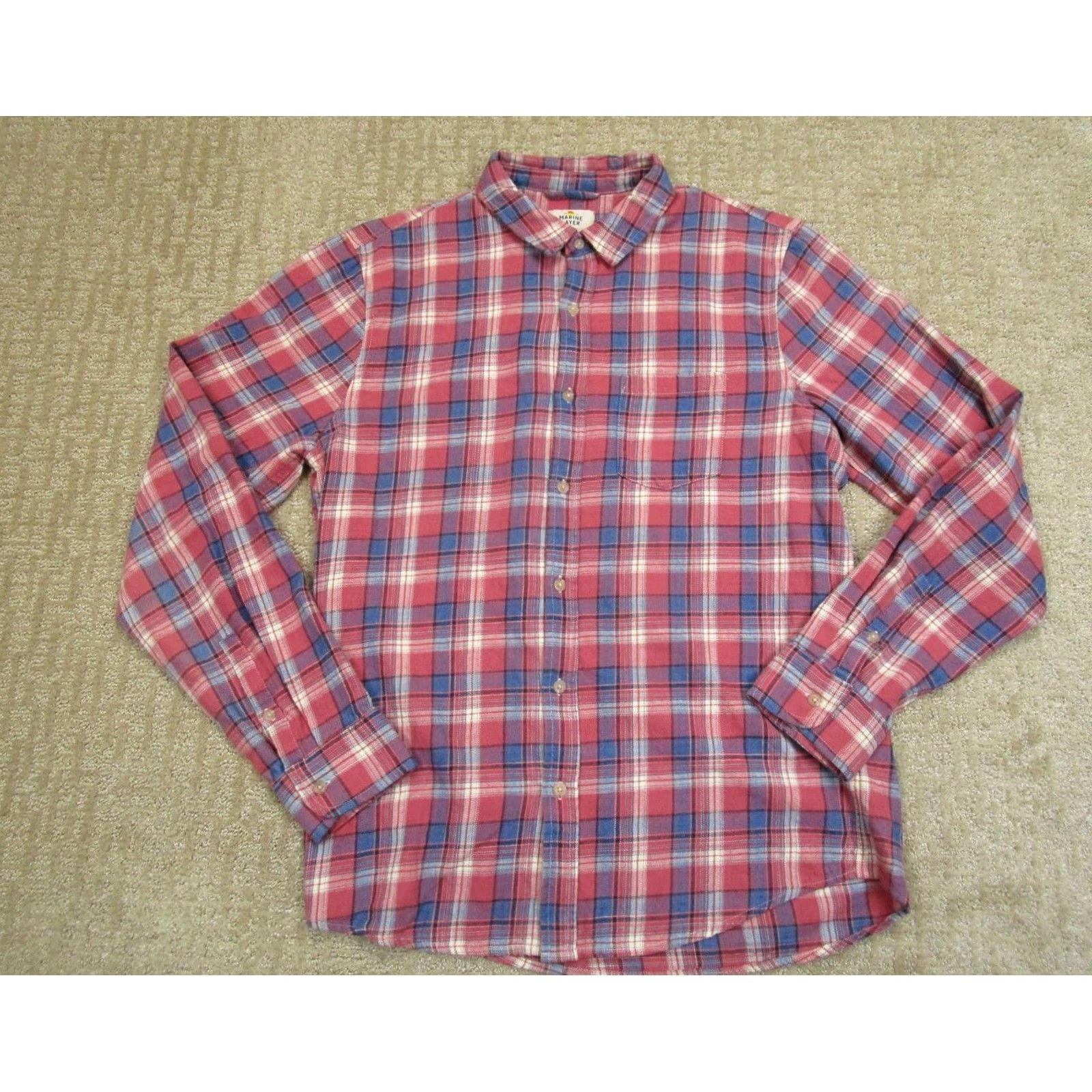 Marine Layer Marine Layer Shirt Men M Pink Plaid Long Sleeve Button-Up Cotton Size US M / EU 48-50 / 2 - 2 Thumbnail