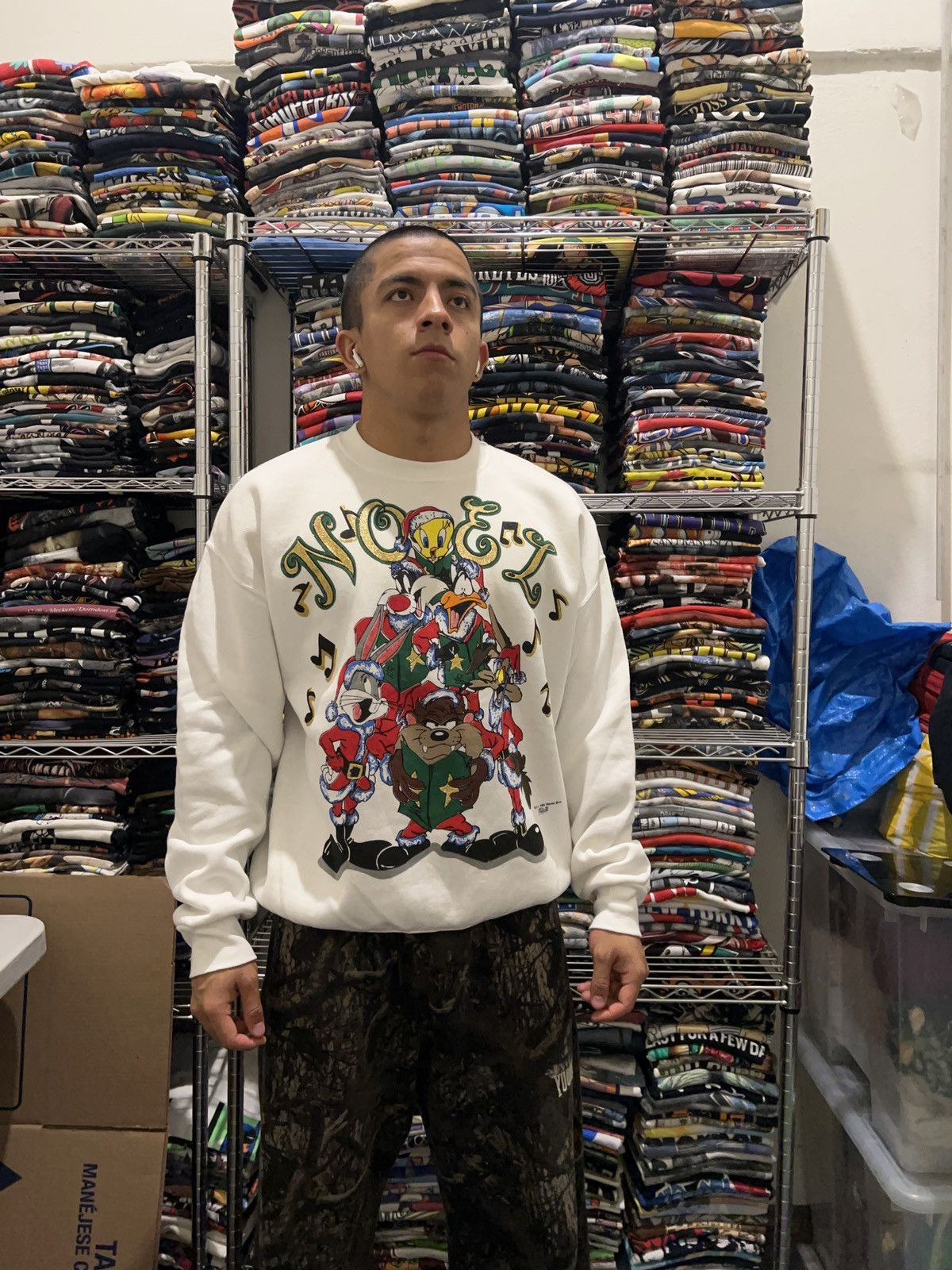 Warner Bros 1995 Looney Tunes Noel Christmas Freeze Crewneck Size US XL / EU 56 / 4 - 2 Thumbnail