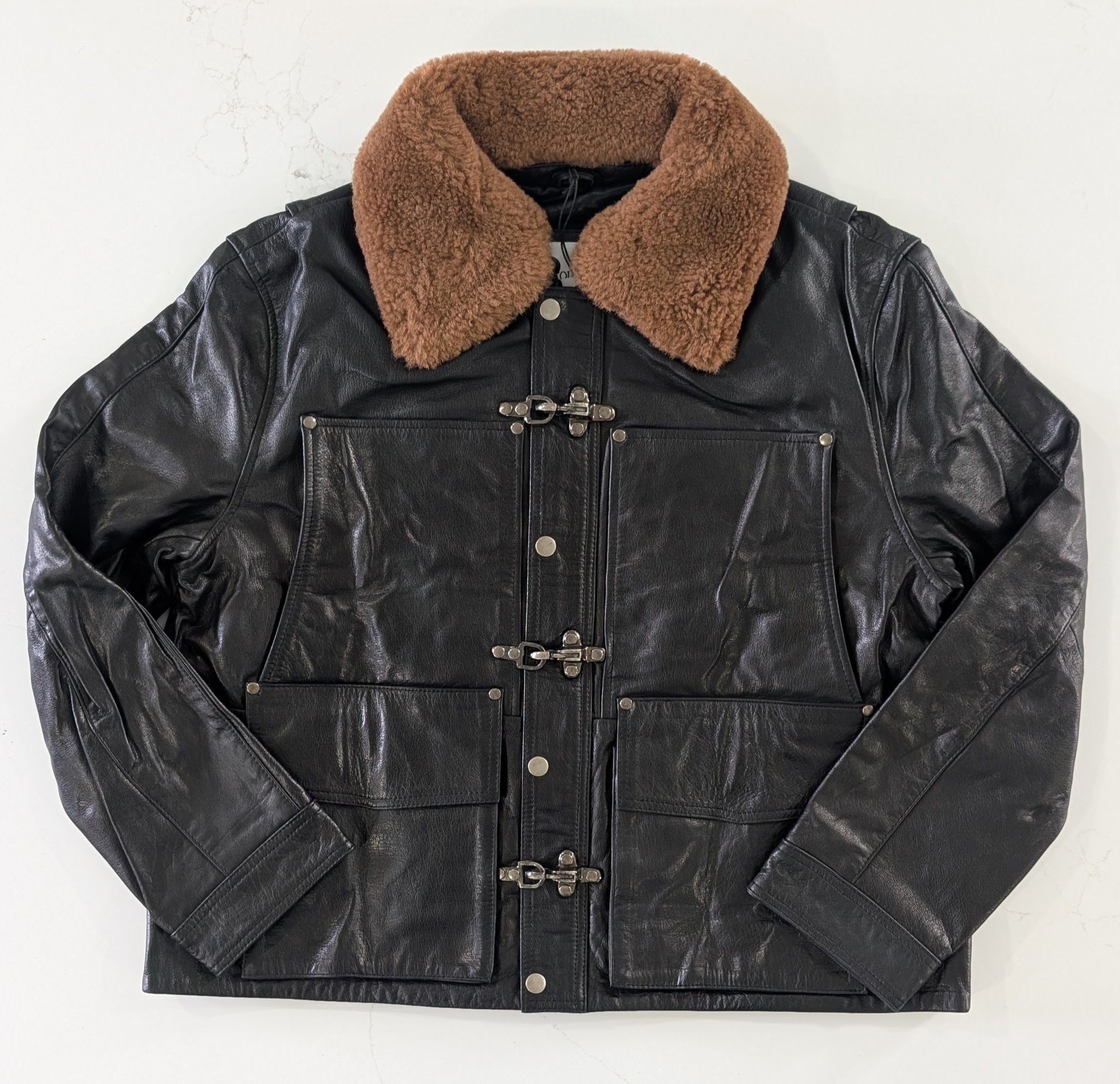 Other FOUND Leather Fireman Jacket Utility Coat Large Size US L / EU 52-54 / 3 - 1 Thumbnail