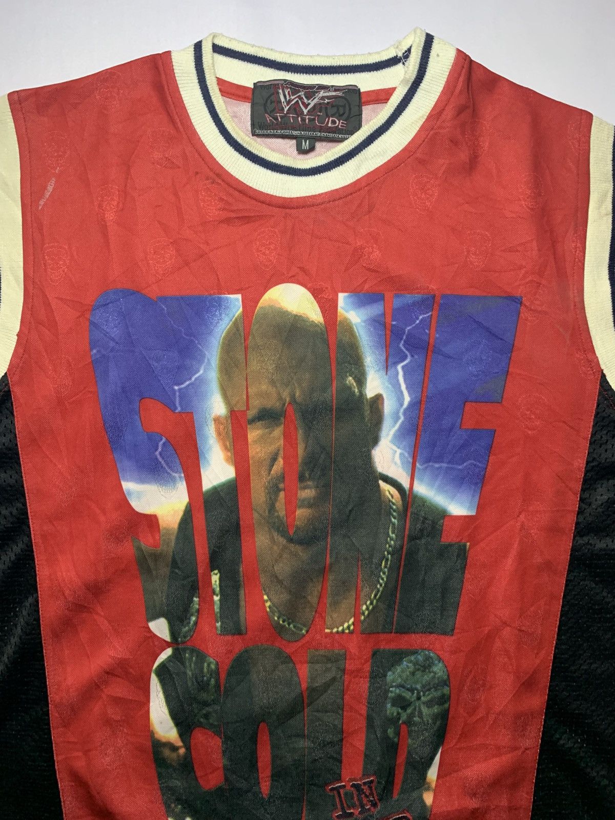 WWF Vintage 90s Stone Cold Mesh Jersey Size US M / EU 48-50 / 2 - 3 Thumbnail