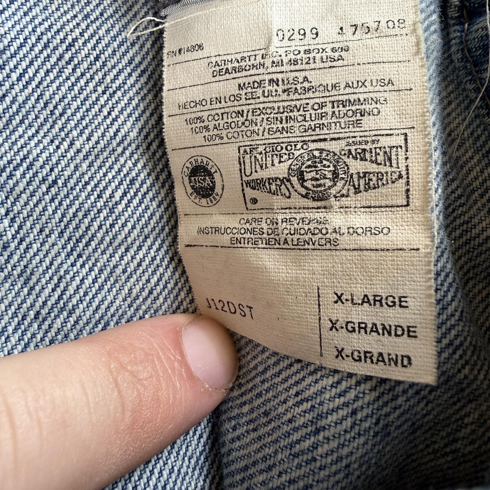 Carhartt Vintage Carhartt Denim Jacket Made In USA Union Tag J12DST Size US XL / EU 56 / 4 - 4 Thumbnail