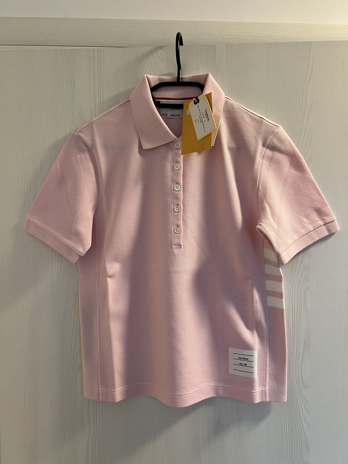 Thom Browne Short Sleeve Rib Cuff Polo W/ Engineered 4 Bar Size S / US 4 / IT 40 - 5 Thumbnail