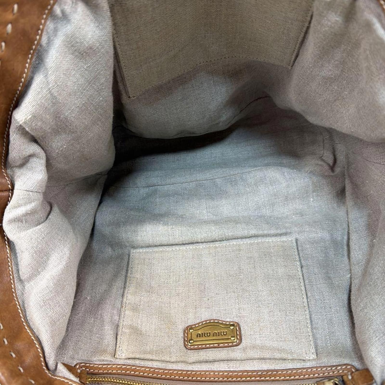 Miu Miu Miu Miu - Woven Tote Bag with Leather Handles Size ONE SIZE - 7 Thumbnail