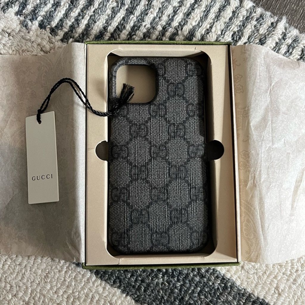 Gucci 🖤NEW🩶 Gucci iPhone 15 GG Ophidia Case - Grey/Black Size ONE SIZE - 1 Thumbnail