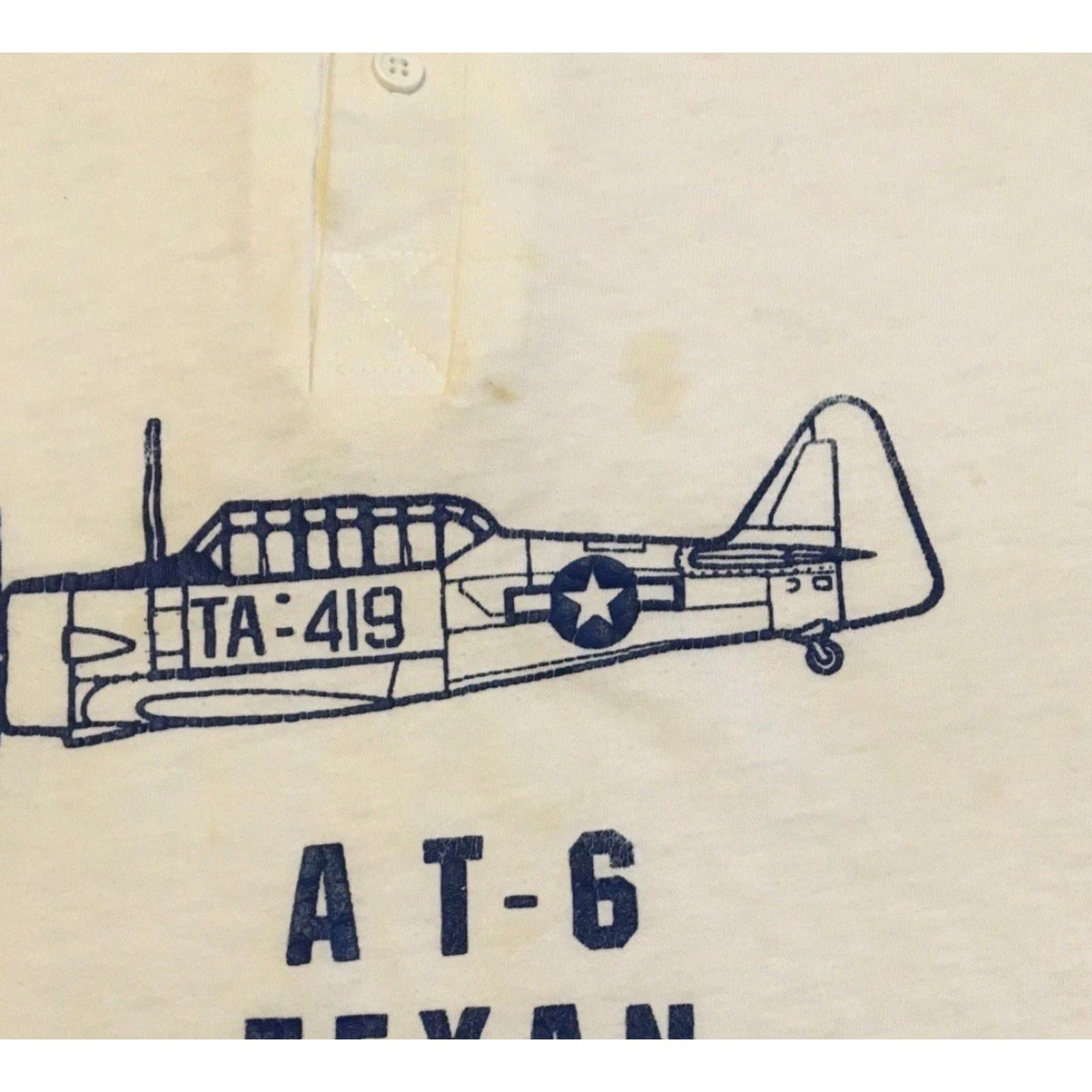 Vintage VINTAGE T-6 Texan Aircraft Polo Shirt XS Boxy White US Air Force Army 80s Grunge Graphic Tee Sleeping? Size US XS / EU 42 / 0 - 7 Thumbnail