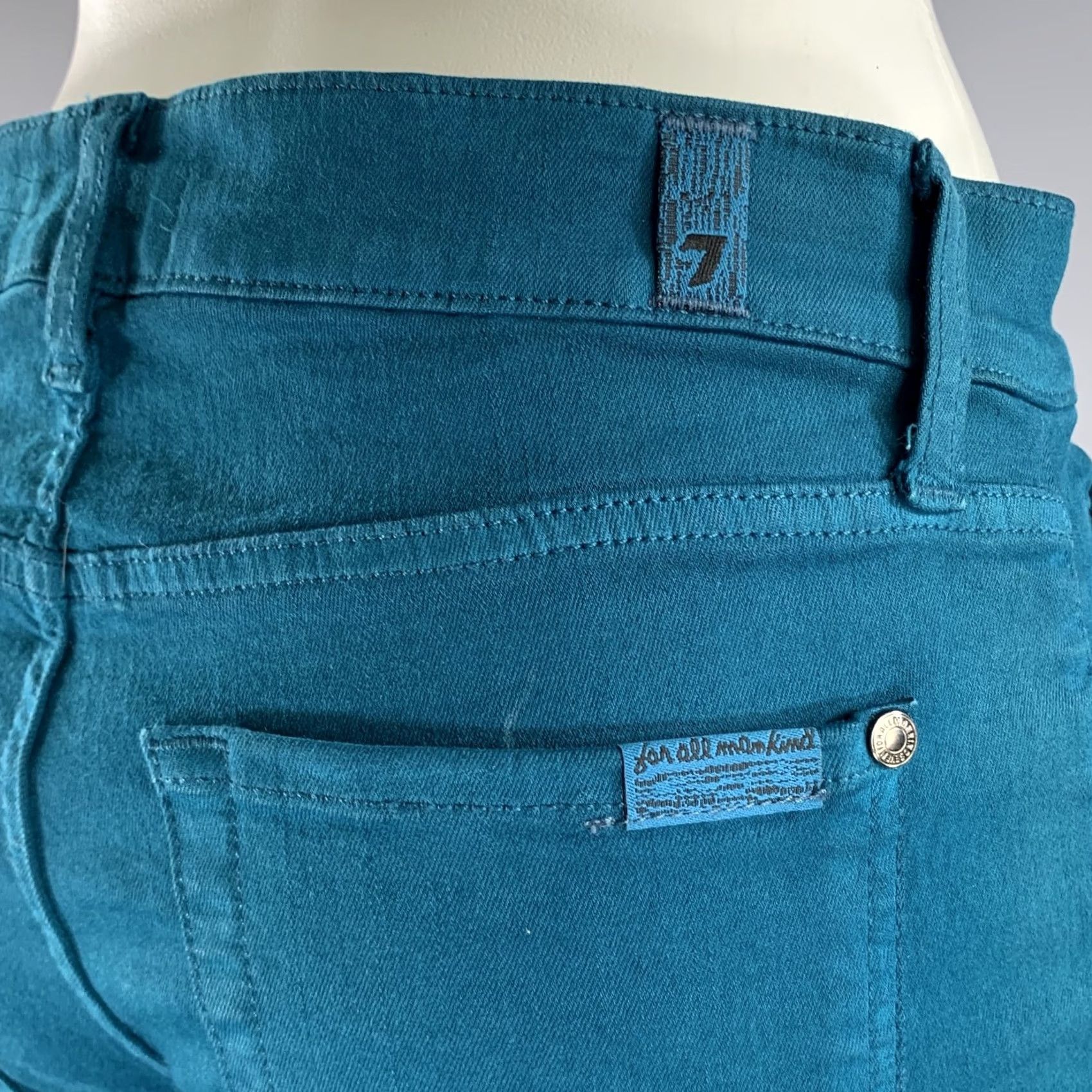 7 For All Mankind FOR ALL 7 MANKIND Slim Pants Cotton Denim Teal Size 30 Size 30" / US 8 / IT 44 - 4 Thumbnail