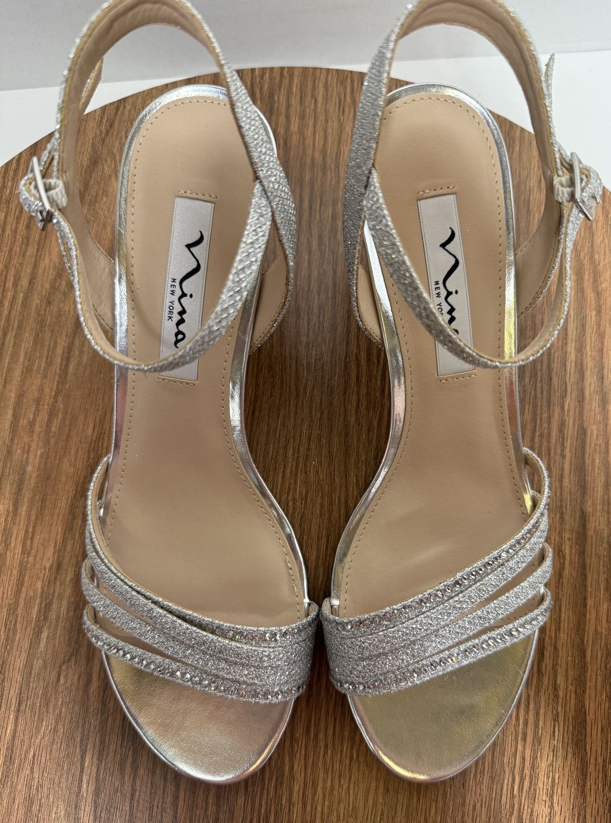 Designer Nina Nelena Silver Dreamland Rhinestone Heels NIB Size 8 M Size US 8 / IT 38 - 2 Thumbnail